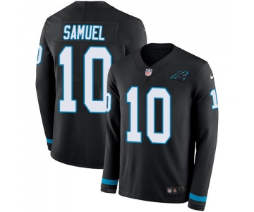 Nike Panthers #10 Curtis Samuel Black Team Color Men's Stitched NFL Limited Therma Long Sleeve Jersey