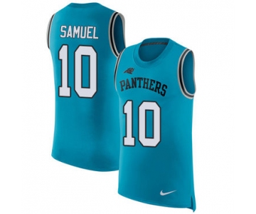 Nike Panthers #10 Curtis Samuel Blue Alternate Men's Stitched NFL Limited Rush Tank Top Jersey