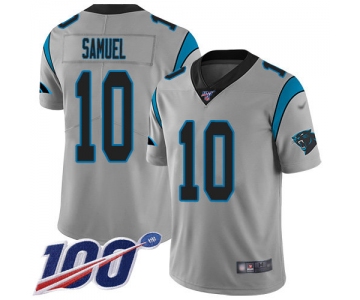 Nike Panthers #10 Curtis Samuel Silver Men's Stitched NFL Limited Inverted Legend 100th Season Jersey