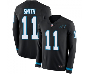 Nike Panthers #11 Torrey Smith Black Team Color Men's Stitched NFL Limited Therma Long Sleeve Jersey
