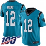 Nike Panthers #12 DJ Moore Blue Alternate Men's Stitched NFL 100th Season Vapor Limited Jersey