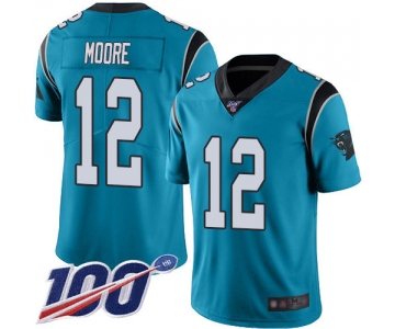 Nike Panthers #12 DJ Moore Blue Alternate Men's Stitched NFL 100th Season Vapor Limited Jersey