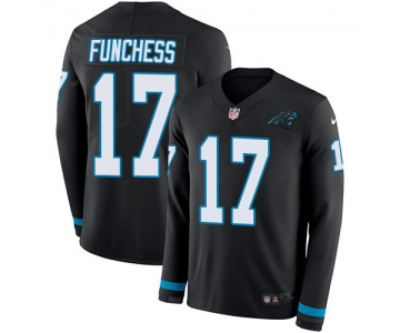 Nike Panthers #17 Devin Funchess Black Team Color Men's Stitched NFL Limited Therma Long Sleeve Jersey