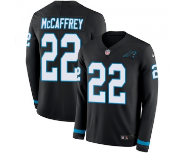 Nike Panthers #22 Christian McCaffrey Black Team Color Men's Stitched NFL Limited Therma Long Sleeve Jersey