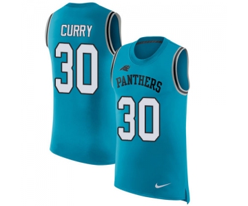 Nike Panthers #30 Stephen Curry Blue Alternate Men's Stitched NFL Limited Rush Tank Top Jersey