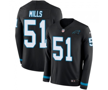 Nike Panthers #51 Sam Mills Black Team Color Men's Stitched NFL Limited Therma Long Sleeve Jersey