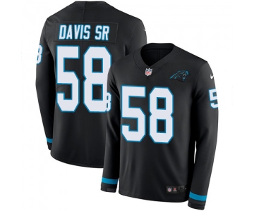 Nike Panthers #58 Thomas Davis Sr Black Team Color Men's Stitched NFL Limited Therma Long Sleeve Jersey