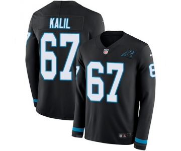 Nike Panthers #67 Ryan Kalil Black Team Color Men's Stitched NFL Limited Therma Long Sleeve Jersey