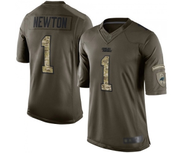 Panthers #1 Cam Newton Green Men's Stitched Football Limited 2015 Salute to Service Jersey