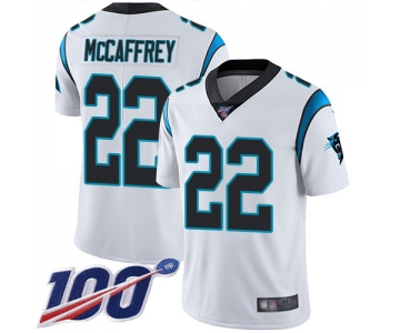 Panthers #22 Christian McCaffrey White Men's Stitched Football 100th Season Vapor Limited Jersey