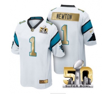 Pre Order Carolina Panthers Jersey 1 Cam Newton White Super Bowl 50th Limited Jerseys