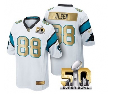 Pre Order Carolina Panthers Jersey 88 Greg Olsen White Super Bowl 50th Limited Jerseys