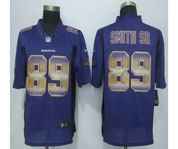Baltimore Ravens #89 Steve Smith Sr Purple Strobe 2015 NFL Nike Fashion Jersey