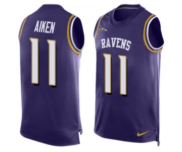 Men's Baltimore Ravens #11 Kamar Aiken Purple Hot Pressing Player Name & Number Nike NFL Tank Top Jersey