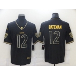 Men's Baltimore Ravens #12 Rashod Bateman Black Golden Edition Jersey