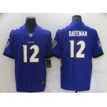 Men's Baltimore Ravens #12 Rashod Bateman Purple Leopard Jersey