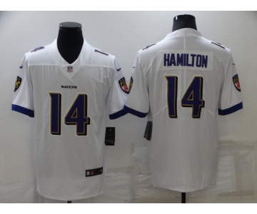 Men's Baltimore Ravens #14 Kyle Hamilton White Vapor Untouchable Limited Stitched Jersey