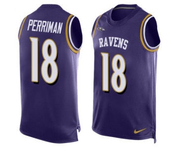 Men's Baltimore Ravens #18 Breshad Perriman Purple Hot Pressing Player Name & Number Nike NFL Tank Top Jersey