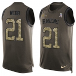 Men's Baltimore Ravens #21 Lardarius Webb Green Salute to Service Hot Pressing Player Name & Number Nike NFL Tank Top Jersey