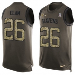 Men's Baltimore Ravens #26 Matt Elam Green Salute to Service Hot Pressing Player Name & Number Nike NFL Tank Top Jersey