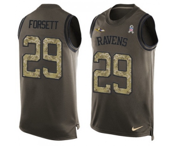 Men's Baltimore Ravens #29 Justin Forsett Green Salute to Service Hot Pressing Player Name & Number Nike NFL Tank Top Jersey