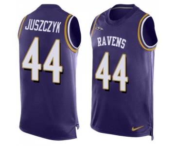 Men's Baltimore Ravens #44 Kyle Juszczyk Purple Hot Pressing Player Name & Number Nike NFL Tank Top Jersey