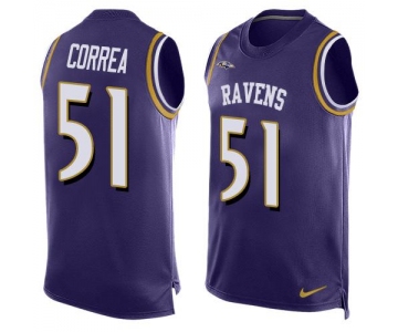 Men's Baltimore Ravens #51 Kamalei Correa Purple Hot Pressing Player Name & Number Nike NFL Tank Top Jersey