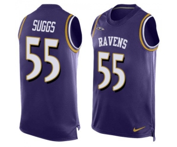 Men's Baltimore Ravens #55 Terrell Suggs Purple Hot Pressing Player Name & Number Nike NFL Tank Top Jersey