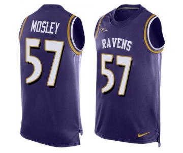 Men's Baltimore Ravens #57 C.J. Mosley Purple Hot Pressing Player Name & Number Nike NFL Tank Top Jersey
