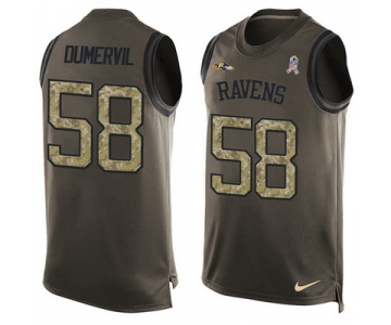 Men's Baltimore Ravens #58 Elvis Dumervil Green Salute to Service Hot Pressing Player Name & Number Nike NFL Tank Top Jersey