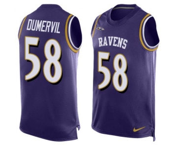 Men's Baltimore Ravens #58 Elvis Dumervil Purple Hot Pressing Player Name & Number Nike NFL Tank Top Jersey