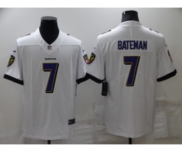 Men's Baltimore Ravens #7 Rashod Bateman White 2022 Vapor Untouchable Stitched NFL Nike Limited Jersey