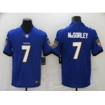 Men's Baltimore Ravens #7 Trace McSorley Purple 2020 Vapor Untouchable Stitched NFL Nike Limited Jersey