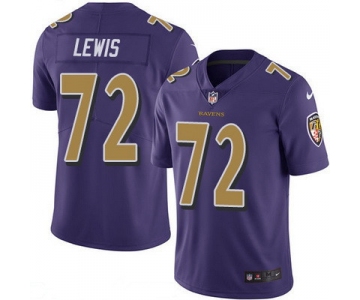 Men's Baltimore Ravens #72 Alex Lewis Purple 2016 Color Rush Stitched NFL Nike Limited Jersey