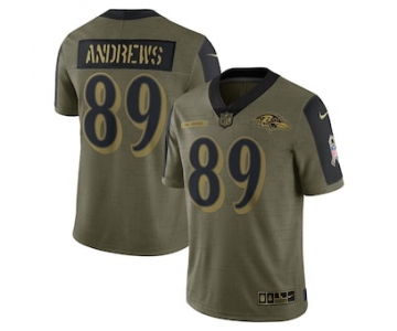 Men's Baltimore Ravens #89 Mark Andrews Nike Olive 2021 Salute To Service Limited Player Jersey