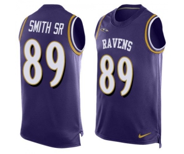 Men's Baltimore Ravens #89 Steve Smith Sr Purple Hot Pressing Player Name & Number Nike NFL Tank Top Jersey