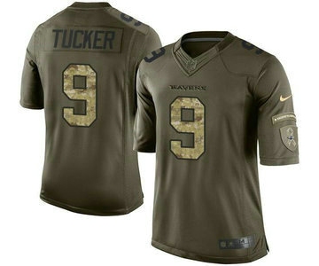 Men's Baltimore Ravens #9 Justin Tucker Green Salute to Service 2015 NFL Nike Limited Jersey