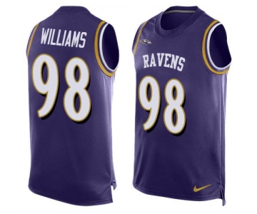 Men's Baltimore Ravens #98 Brandon Williams Purple Hot Pressing Player Name & Number Nike NFL Tank Top Jersey