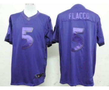 Nike Baltimore Ravens #5 Joe Flacco Drenched Limited Purple Jersey