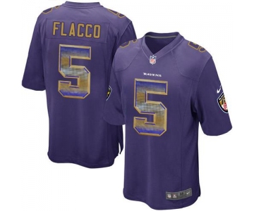 Nike Baltimore Ravens #5 Joe Flacco Purple Team Color Men's Stitched NFL Limited Strobe Jersey