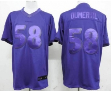 Nike Baltimore Ravens #58 Elvis Dumervil Drenched Limited Purple Jersey