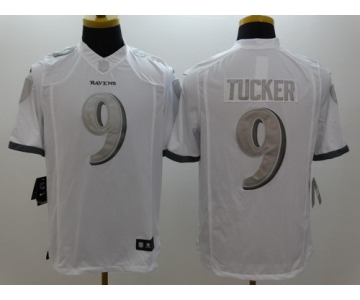 Nike Baltimore Ravens #9 Justin Tucker Platinum White Limited Jersey