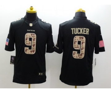 Nike Baltimore Ravens #9 Justin Tucker Salute to Service Black Limited Jersey