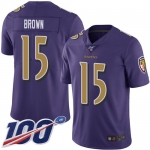 Nike Ravens #15 Marquise Brown Purple Men's Stitched NFL Limited Rush 100th Season Jersey