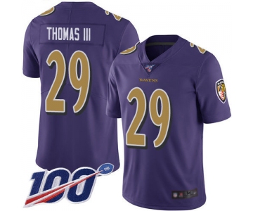 Nike Ravens #29 Earl Thomas III Purple Men's Stitched NFL Limited Rush 100th Season Jersey