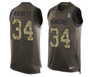 Nike Ravens #34 Anthony Averett Green Men's Stitched NFL Limited Salute To Service Tank Top Jersey