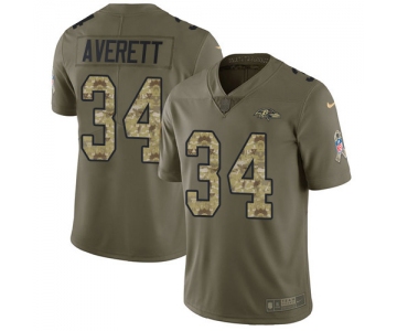 Nike Ravens #34 Anthony Averett Olive Camo Men's Stitched NFL Limited 2017 Salute To Service Jersey