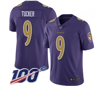 Nike Ravens #9 Justin Tucker Purple Men's Stitched NFL Limited Rush 100th Season Jersey