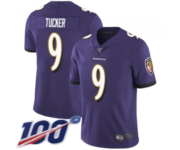 Nike Ravens #9 Justin Tucker Purple Team Color Men's Stitched NFL 100th Season Vapor Limited Jersey