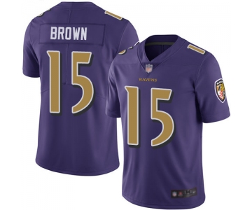 Ravens #15 Marquise Brown Purple Men's Stitched Football Limited Rush Jersey